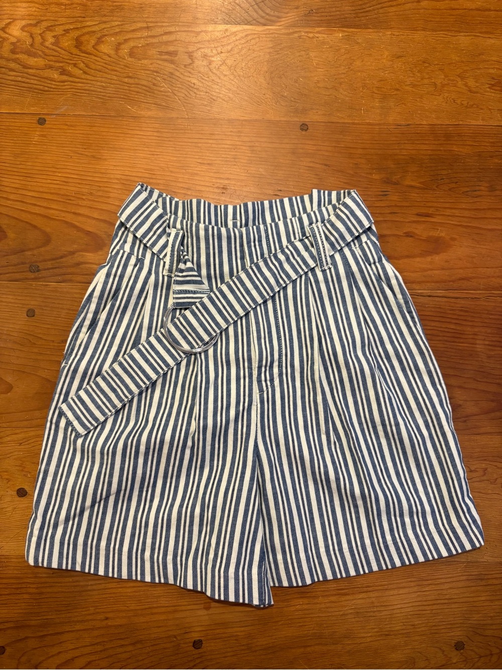 Free People High Waist Striped Shorts Size 2 White/Blue Summer Style
